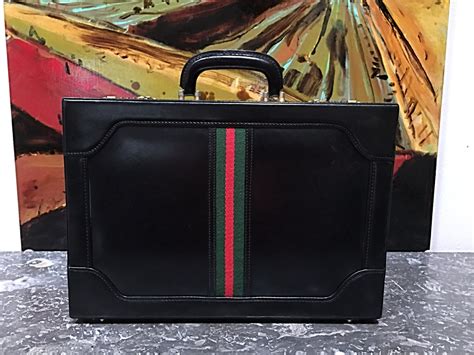 vintage black gucci briefcase|vintage gucci attache case.